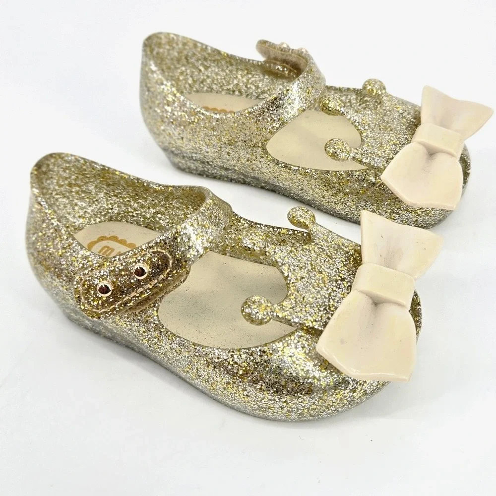 Mini DD Kids Sparkly Crown Jelly Flats Mary Jane Dress Shoes Lot Of 2 Size 5